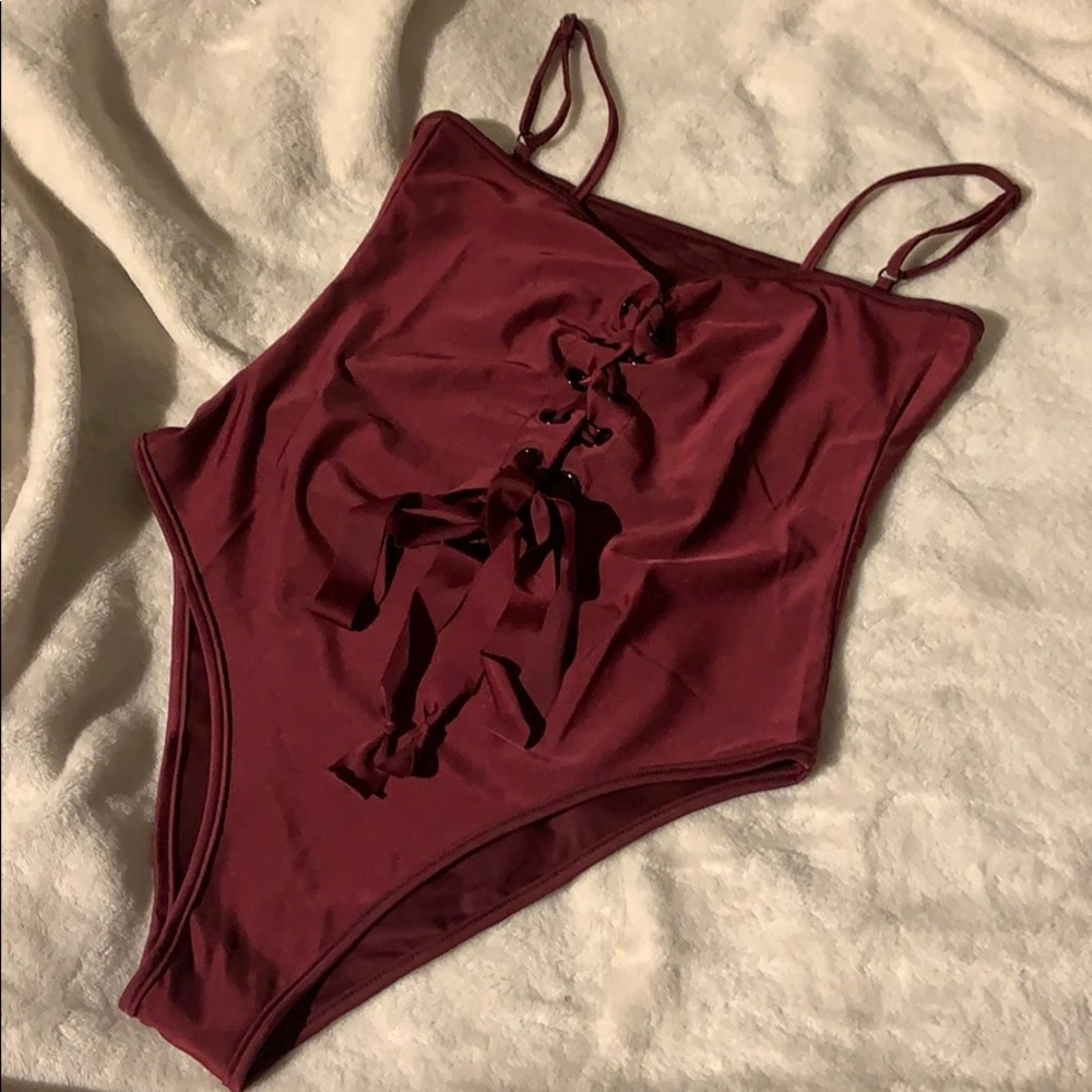 burgundy body suit